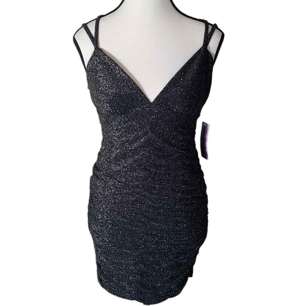 Wild Fable NEW ruched metallic sparkle strappy cocktail party mini dress size XS